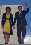 President Barack Obama and First Lady Michelle Obama arrive at Stansted Airport in Essex on Air Force One.