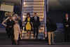 President Barack Obama and First Lady Michelle Obama arrive at Stansted Airport in Essex on Air Force One.