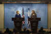 Secretary of State Hillary Clinton holds press conference with Israeli Foreign Minister Tzipi Livni in Jerusalem on March 3, 2009.