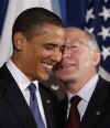 President Obama meets with Interior Secretary Ken Salazar at the Interior Department in Washington on March 3, 2009.