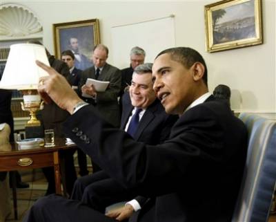 President Obama meets with British Prime Minister Gordon Brown in the Oval Office of the White House on March 3, 2009.