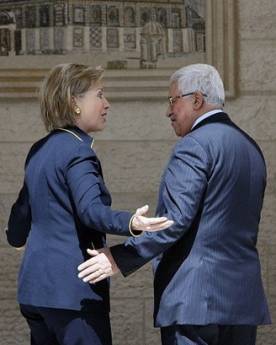 Secretary of State Hillary Clinton meets with Palestinian President Mahmoud Abbas in the West Bank town of Ramallah.