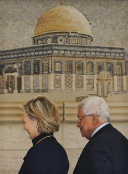 Secretary of State Hillary Clinton meets with Palestinian President Mahmoud Abbas in the West Bank town of Ramallah.