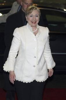 Secretary of State Hillary Clinton arrives in Brussels for dinner at the Egmont Palace with NATO and European Union foreign ministers.