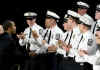 President Barack Obama speaks to the 114th Recruit Class of the Columbus Police Department at the Aladdin Shrine Center in Columbus, Ohio on March 6, 2009. The recruits are an early result of Obama's economic and employment stimulus initiatives.