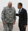 President Obama is welcomed by General Ray Odierno the top US Commander in Iraq.
