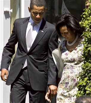 President Barack Obama and First Lady Michelle Obama attend an Easter Worship Service at St. John's Episcopal Church.