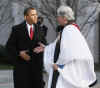 St. John's Reverend Luis Leon meets with President Obama in an Inauguration Day church ceremony on January 20, 2009.