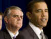 President Barack Obama speaks on the progress of his $48 billion stimulus plan for transportation infrastructure. President Obama was joined by Transportation Secretary Ray LaHood and Vice President Joe Biden at the Department of Transportation.