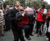 President Barack Obama took some time away from the traditional White House Easter Egg Roll to throw a few basketball hoops with the Easter Monday crowd on the White House grounds on April 13, 2009. 