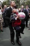 President Barack Obama took some time away from the traditional White House Easter Egg Roll to throw a few basketball hoops with the Easter Monday crowd on the White House grounds on April 13, 2009. 