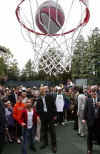 President Barack Obama took some time away from the traditional White House Easter Egg Roll to throw a few basketball hoops with the Easter Monday crowd on the White House grounds on April 13, 2009. 