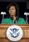 First Lady Michelle Obama speaks at the Department of Homeland Security.