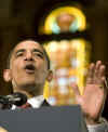 President Barack Obama remarks on the economy in Gaston Hall at Georgetown University in Washington, DC on April 14, 2009.