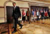 President Barack Obama meets with us taxpayers then holds a press conference in the Roosevelt Room of the White House to discuss tax policies.