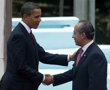 President Barack Obama joins Mexican President Felipe Calderon for a Welcoming Ceremony.