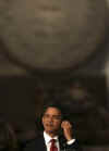 President Barack Obama attends a dinner in his honor at the Anthropology National Museum in Mexico City.