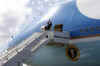 President Barack Obama arrives on Air Force One at Port of Spain airport in Trinidad and Tobago on April 17, 2009.