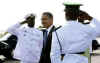 President Barack Obama arrives on Air Force One at Port of Spain airport in Trinidad and Tobago on April 17, 2009.