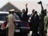 President Barack Obama arrives on Air Force One at Port of Spain airport in Trinidad and Tobago on April 17, 2009.