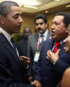 Complete archives of President Obama's trip to the 5th Summit of the Americas in Trinidad and Tobago from April 17-19, 2009. Photo: President Obama talks with Venezuelan President Hugo Chavez.