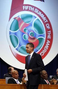 President Barack Obama speaks at the opening of the 5th Summit of the Americas in Port of Spain, Trinidad and Tobago.