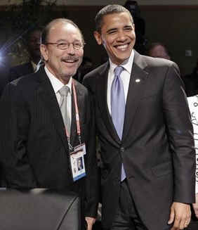 President Obama poses with salsa music icon Ruben Blades.