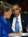 President Obama sat next to Chilean President Michelle Bachelet.