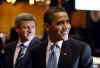 President Barack Obama arrives with Canadian Prime Minister Stephen Harper on the second day of the 5th Summit.