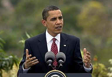 President Obama speaks at a news conference on the rooftop of his hotel in Port of Spain, Trinidad and Tobago on April 19, 2009.