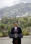 President Obama speaks at a news conference on the rooftop of his hotel in Port of Spain, Trinidad and Tobago on April 19, 2009.