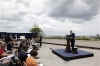 President Obama speaks at a news conference on the rooftop of his hotel in Port of Spain, Trinidad and Tobago on April 19, 2009.