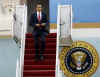 President Barack Obama and White House staffers return to the USA on Air Force One after four days in Mexico and the Caribbean.