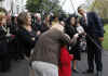 White House Press Secretary Robert Gibbs was met by several family members on the South Lawn of the White House.