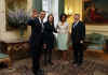 President Barack Obama and First Lady Michelle Obama with UK PM Gordon Brown and his wife Sarah.