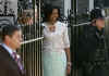 President Barack Obama and First Lady Michelle Obama are greeted by UK PM Gordon Brown and his wife Sarah at 10 Downing Street.