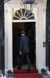 President Barack Obama and First Lady Michelle Obama are greeted by UK PM Gordon Brown and his wife Sarah at 10 Downing Street.