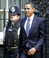 ObamaUK.com - President Barack Obama and the UK in 2009 - President Barack Obama  in London, UK from March 31, 2009 - April 1, 2009. Photo: President Barack Obama leaves 10 Downing Street after a joint meeting with UK PM Brown on April 1, 2009.