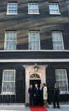 President Barack Obama and First Lady Michelle Obama are greeted by UK PM Gordon Brown and his wife Sarah at 10 Downing Street.