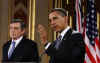 President Barack Obama and UK PM Gordon Brown speak at a joint news conference at the Foreign and Commonwealth Office in London.