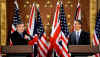 President Barack Obama and UK PM Gordon Brown speak at a joint news conference at the Foreign and Commonwealth Office in London.