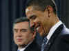 President Barack Obama and UK PM Gordon Brown speak at a joint news conference at the Foreign and Commonwealth Office in London.