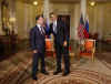 US President Barack Obama meets with Russian President Dmitry Medvedev at Winfield House in London.