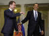 US President Barack Obama meets with Russian President Dmitry Medvedev at Winfield House in London.