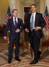 US President Barack Obama meets with Russian President Dmitry Medvedev at Winfield House in London.