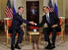 US President Barack Obama meets with Russian President Dmitry Medvedev at Winfield House in London.