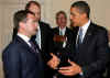 US President Barack Obama meets with Russian President Dmitry Medvedev at Winfield House in London.