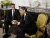 President Barack Obama meets with Conservative Party Leader David Cameron at Winfield House in London.