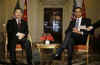 President Barack Obama, Secretary of State Hillary Clinton, Treasury Secretary Tim Geithner and other key US senior officials meet with China's President Hu Jintao and Chinese officials at Winfield House in London.