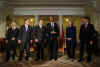 President Barack Obama, Secretary of State Hillary Clinton, Treasury Secretary Tim Geithner and other key US senior officials meet with China's President Hu Jintao and Chinese officials at Winfield House in London.